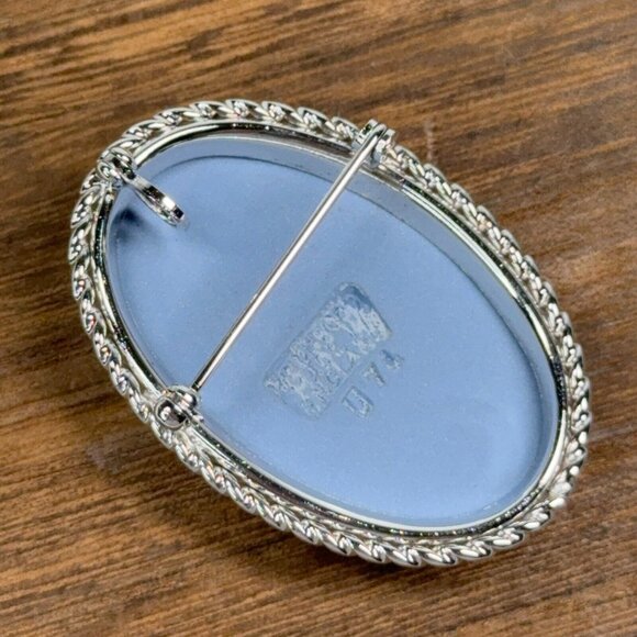Vtg Van Dell Sterling Silver Brooch Pendant Wedgwood Blue Jasperware Cameo Pin - Picture 11 of 13